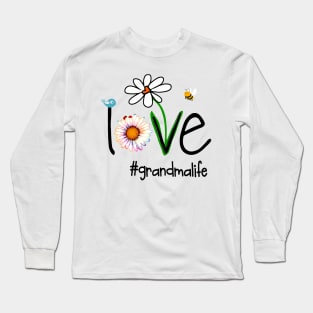 Womens Love Grandma Life - Art Flower Long Sleeve T-Shirt